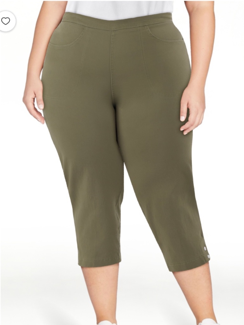 Just My Size Women’s Plus Olive Snap Hem Cropped Pants Size 0X NWT